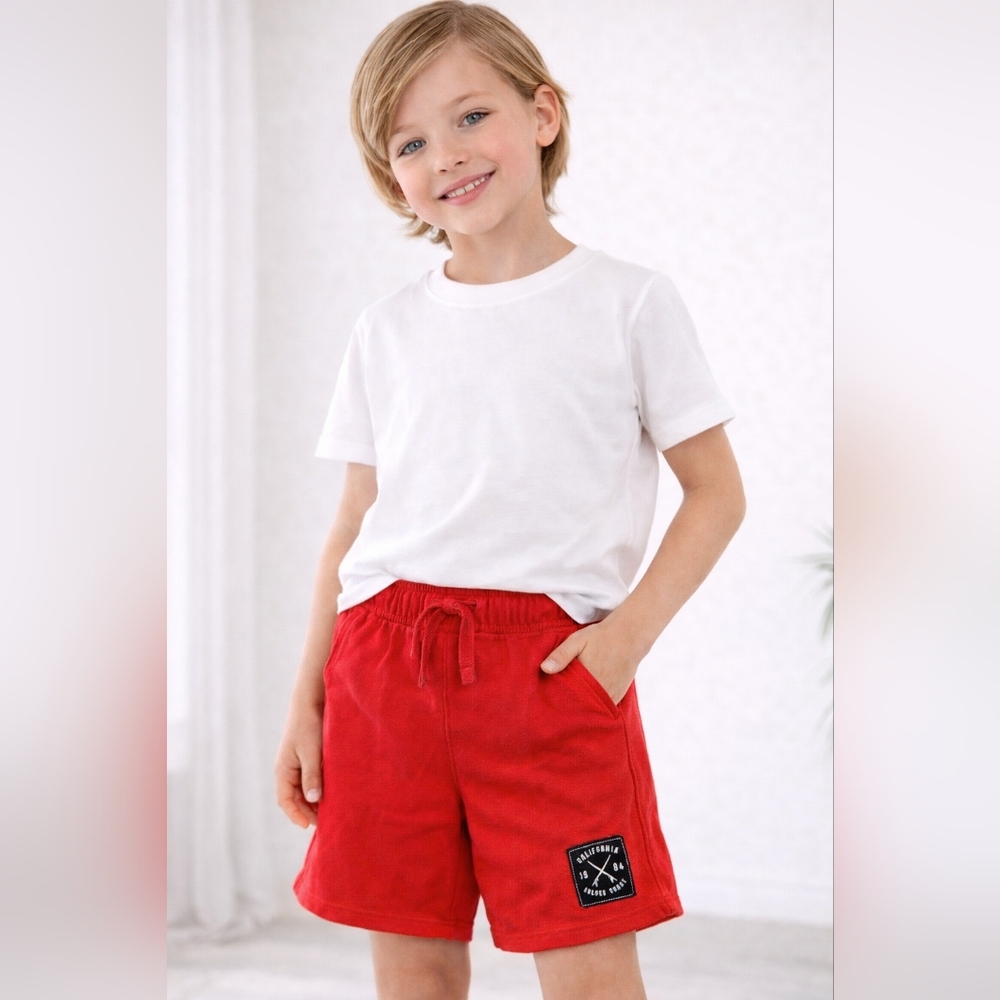 Cat & Jack Boys Red Fleece Shorts Size L 10/12 Elastic Waist NWT